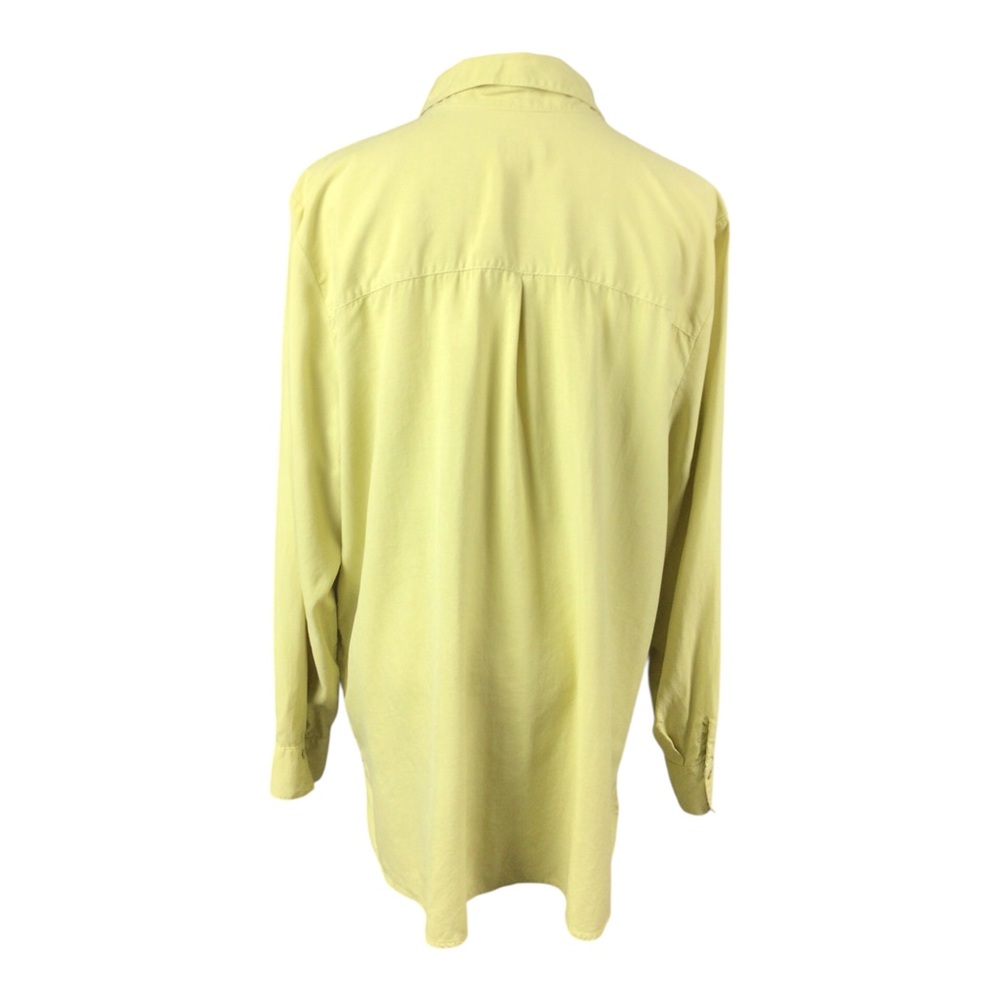 J. Jill Lime Yellow Green Button-Up Tunic Shirt 100% Silk Lagenlook - Picture 3 of 10